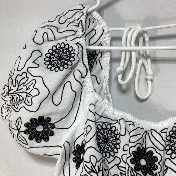 Free People medium Black and White Embroidered Blouse - Picture 4 of 13